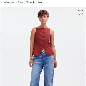 Madewell Square-Necked Vest Top in Crimson, Size 00